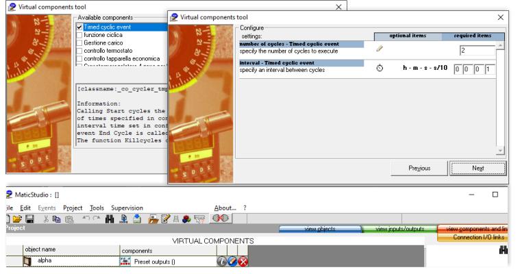 Screenshot of the Virtual Component tool in MaticStudio